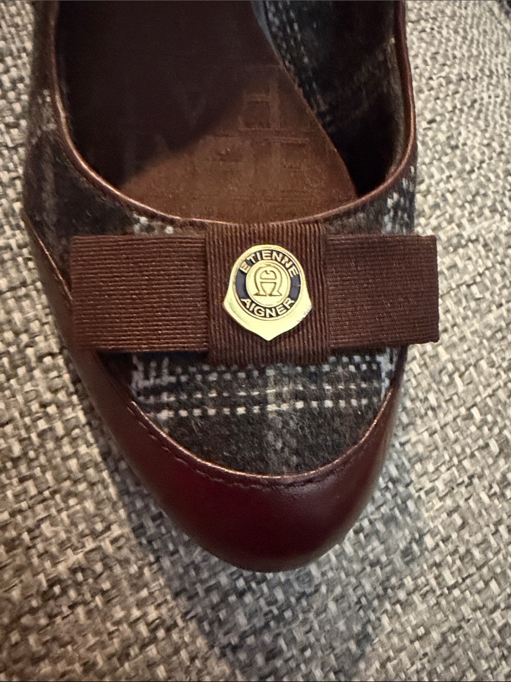 Etienne Aigner Zane Plaid Fabric & Leather
Trim Block Heel Pumps - Size 8M - Picture 5 of 14